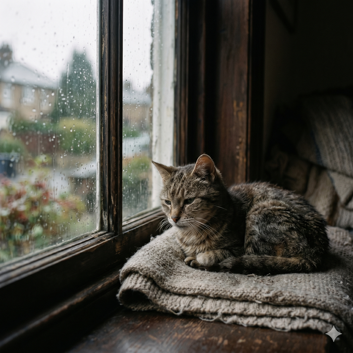 Senior cat resting quietly