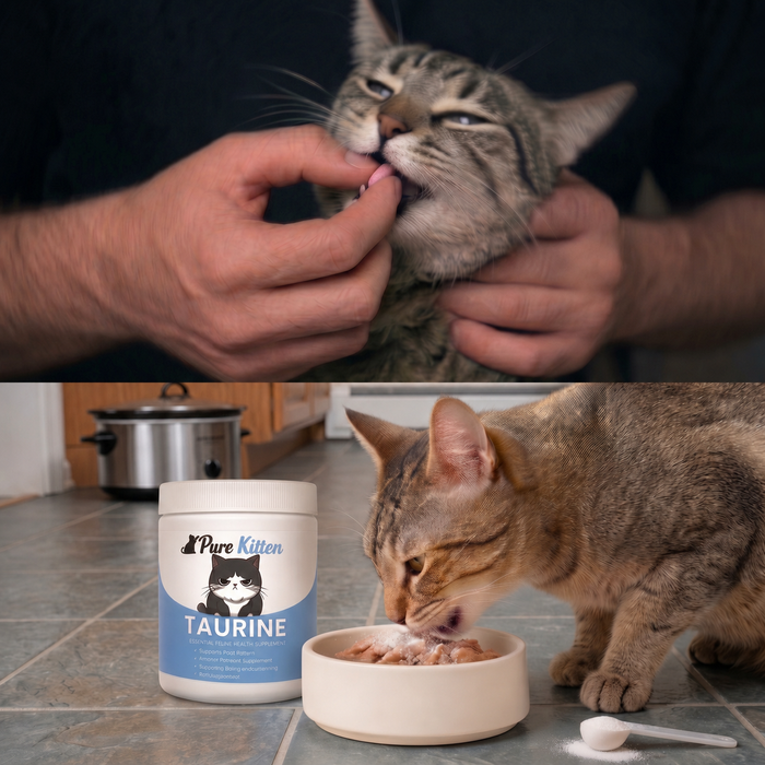 Happy cat eating from bowl